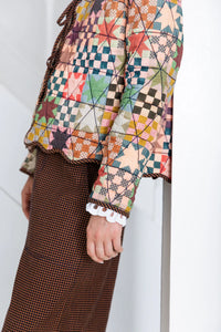 Bonté Mikka reversible quilted check & print jacket Ink Sand Multi