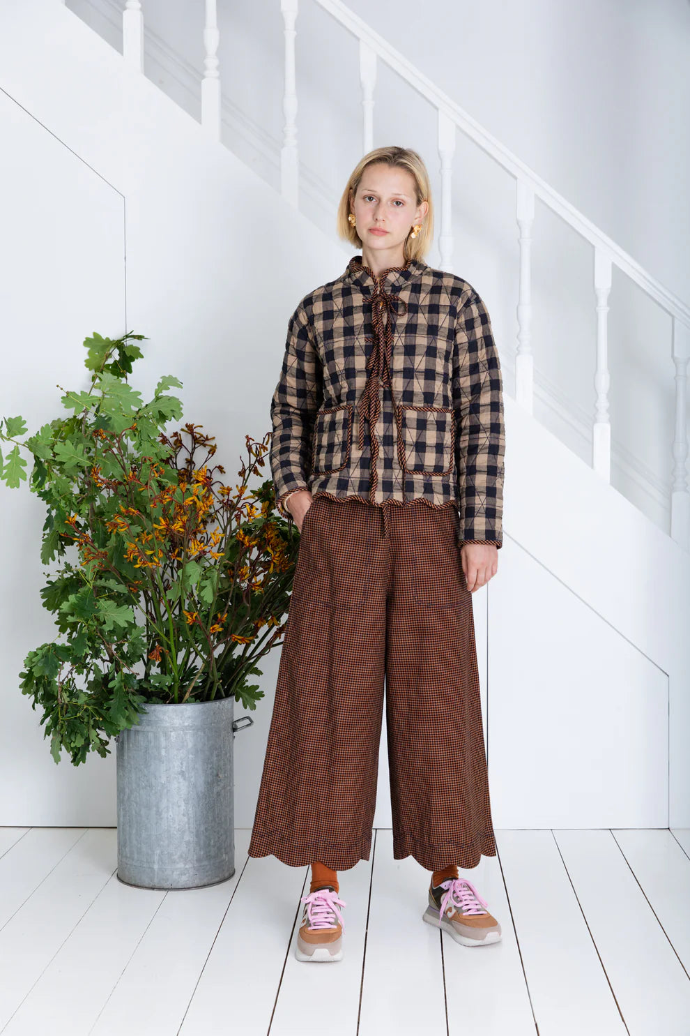 Bonté Mikka reversible quilted check & print jacket Ink Sand Multi