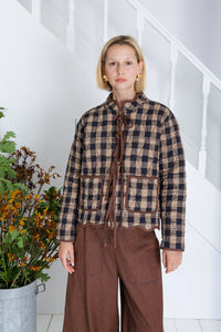Bonté Mikka reversible quilted check & print jacket Ink Sand Multi