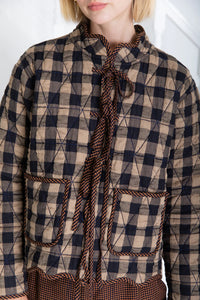 Bonté Mikka reversible quilted check & print jacket Ink Sand Multi