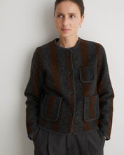 Load image into Gallery viewer, Yerse Graz boiled wool stripe jacket Chocolate Grey
