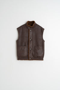 Indi & Cold Reversible shearling waistcoat Chocolate