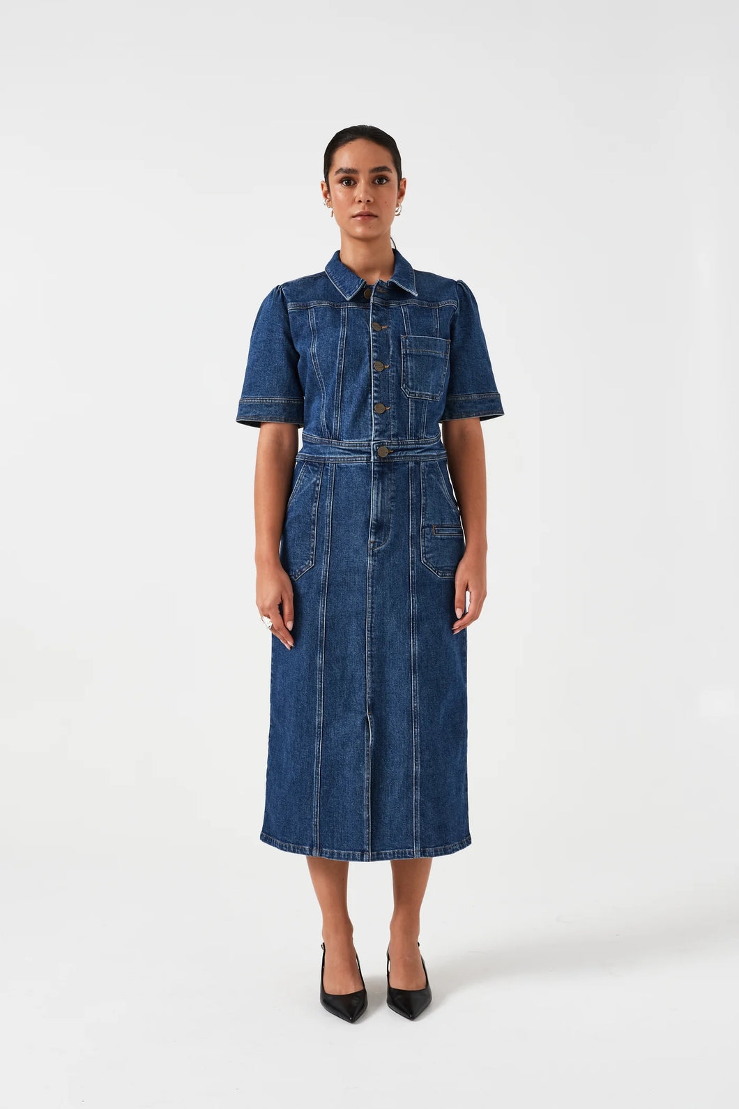 seventy + mochi Maddox denim dress Idaho Vintage – CW CW seventy + mochi Maddox denim dress Idaho Vintage – CW CW