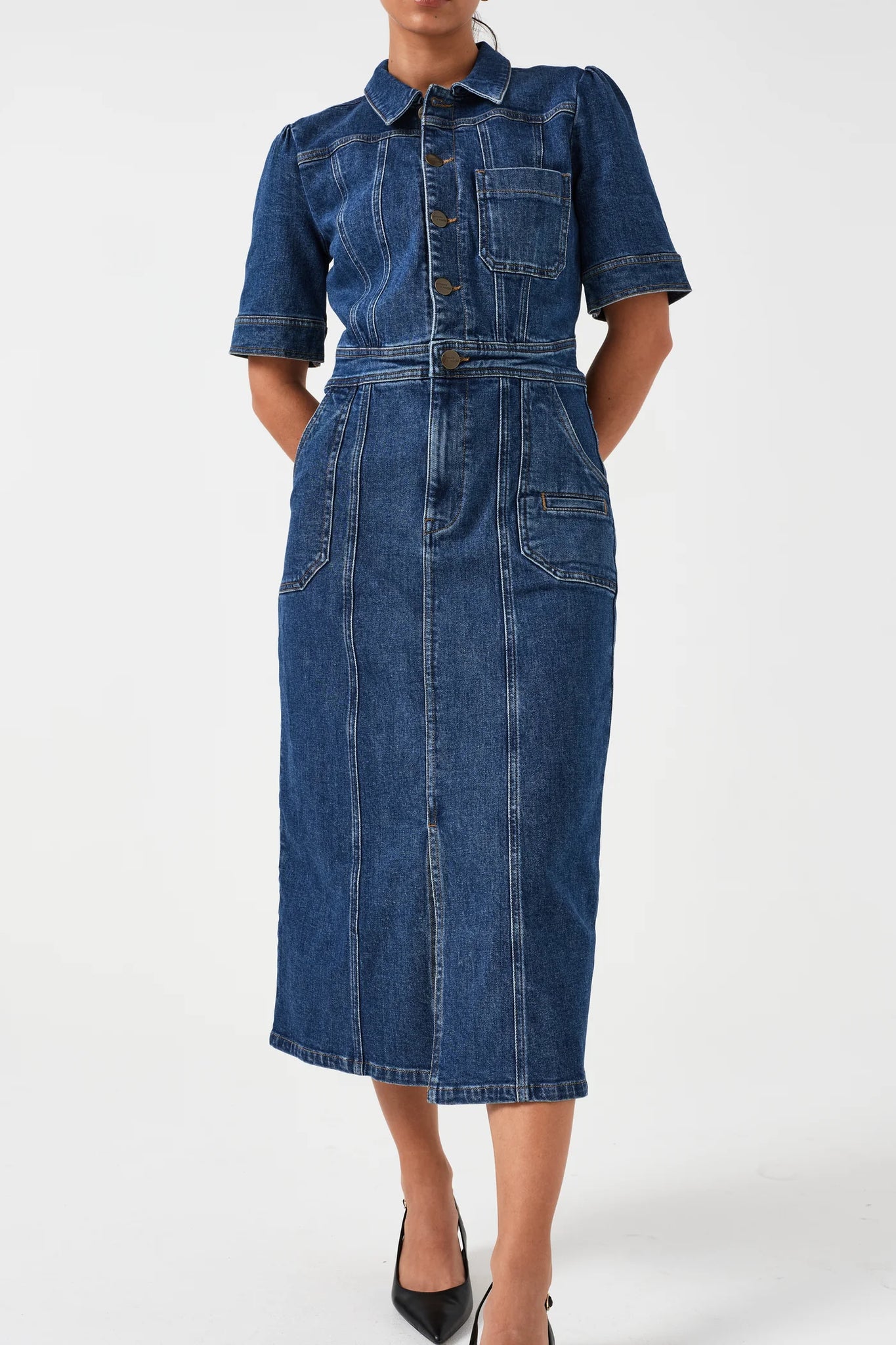 seventy + mochi Maddox denim dress Idaho Vintage – CW CW seventy + mochi Maddox denim dress Idaho Vintage – CW CW