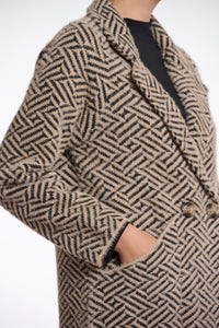 Rino & Pelle Madina Jacquard knitted cosy coat Sand Graphic
