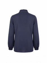 Load image into Gallery viewer, Nooki Marlow satin ruffle detail blouse Navy
