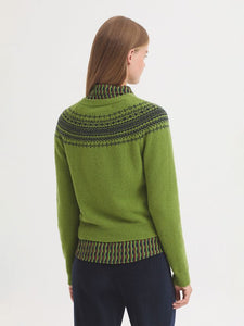 Nice Things Greca jacquard cardigan Kiwi Green