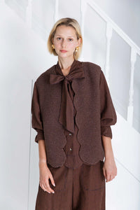 Bonté Naomi scallop edge knit gilet Cocoa