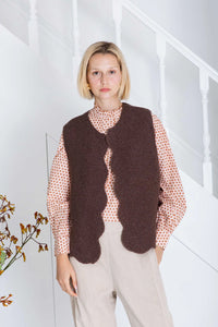 Bonté Naomi scallop edge knit gilet Cocoa
