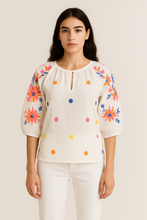 Load image into Gallery viewer, Handprint Dream Apparel Fiesta blouse White Multicolour - CW CW 
