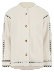 Nooki Poppy Borg embroidered jacket Cream