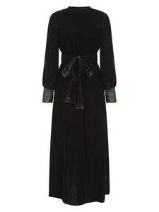 Nooki Maeve velvet dress with sequin cuffs Black