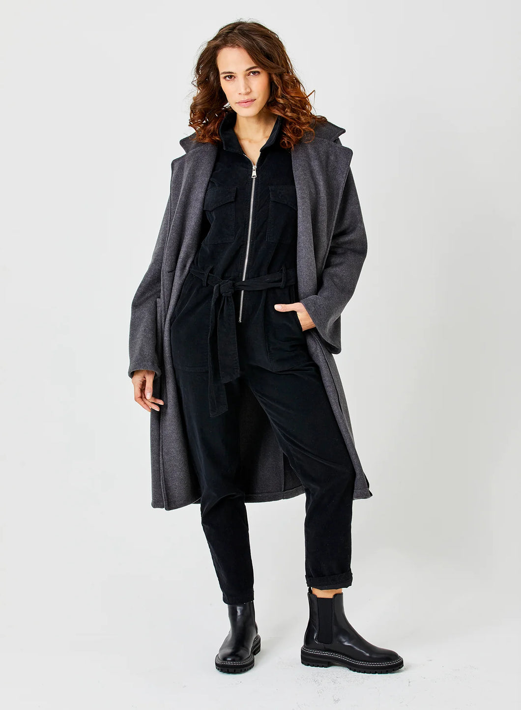SUZY D Nova long blanket coat Anthracite