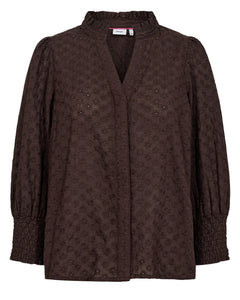 Numph Salvie broderie anglaise shirt Black Coffee
