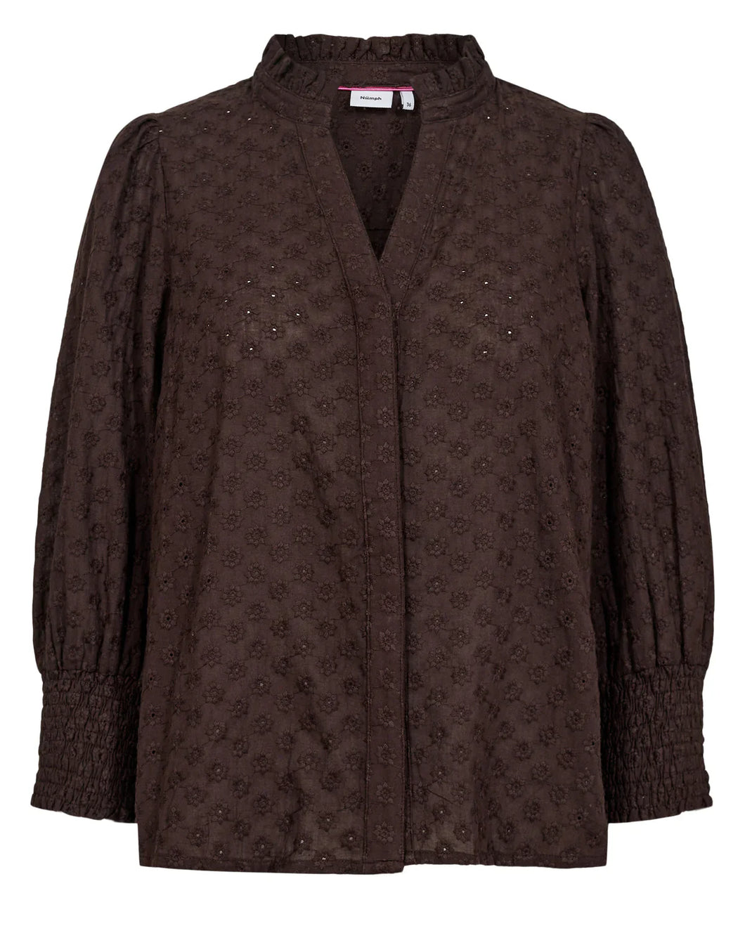 Numph Salvie broderie anglaise shirt Black Coffee