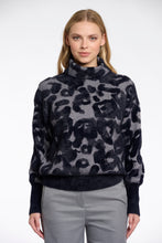 Load image into Gallery viewer, Rino &amp; Pelle Naura Leopard jacquard turtleneck jumper Grey Black
