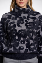 Load image into Gallery viewer, Rino &amp; Pelle Naura Leopard jacquard turtleneck jumper Grey Black
