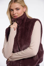 Load image into Gallery viewer, Rino &amp; Pelle Nikki faux fur zip detail waistcoat Chocolate bean
