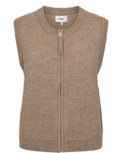 Load image into Gallery viewer, Numph Fuette zip front knit vest Silver Mink

