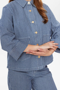 Numph Erina ticking stripe jacket Dark Sapphire