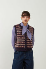 Load image into Gallery viewer, Orfeo Aliena patterned knit waistcoat Navy
