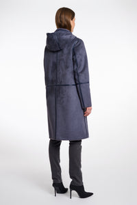 Rino & Pelle Ova reversible faux fur hooded coat Night Grey