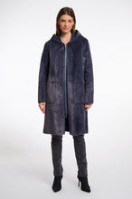 Load image into Gallery viewer, Rino &amp; Pelle Ova reversible faux fur hooded coat Night Grey
