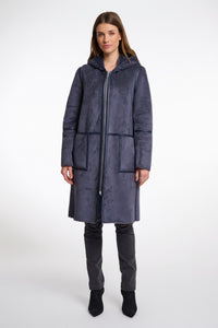 Rino & Pelle Ova reversible faux fur hooded coat Night Grey