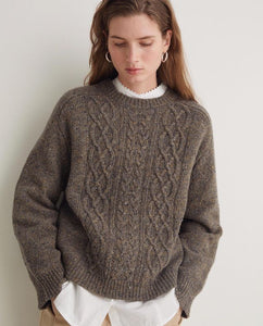 Yerse Cable merino nep yarn jumper Plumo
