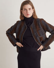 Load image into Gallery viewer, Yerse Graz boiled wool stripe jacket Chocolate Grey
