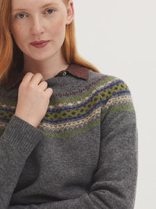 Nice Things Greca jacquard sweater Dark Grey Melange