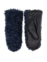 Load image into Gallery viewer, Nooki Roma shearling and leather mittens Navy
