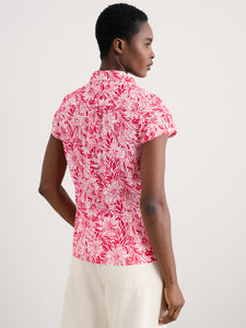 Seasalt Rushmaker cotton print shirt Stream Flower Scarlet