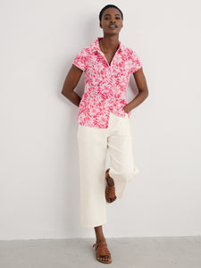 Seasalt Rushmaker cotton print shirt Stream Flower Scarlet