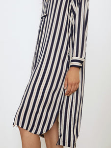 Skatïe Striped print satin shirt dress Navy
