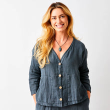 Load image into Gallery viewer, SUZY D Saffron utility linen jacket Anthracite - CW CW 
