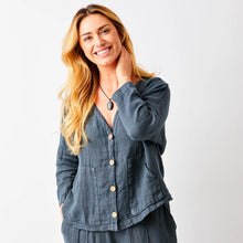 Load image into Gallery viewer, SUZY D Saffron utility linen jacket Anthracite - CW CW 
