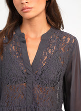 Load image into Gallery viewer, An'ge Salama lace and georgette peplum blouse Night
