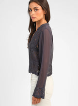 Load image into Gallery viewer, An'ge Salama lace and georgette peplum blouse Night
