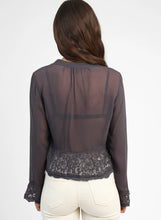 Load image into Gallery viewer, An'ge Salama lace and georgette peplum blouse Night
