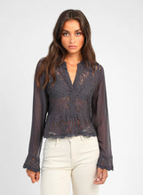 Load image into Gallery viewer, An'ge Salama lace and georgette peplum blouse Night
