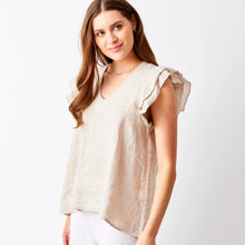 Load image into Gallery viewer, SUZY D Santiago Frill detail cap sleeve top Nude - CW CW 
