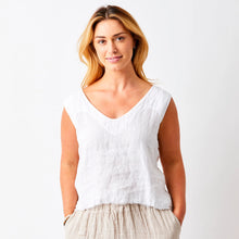 Load image into Gallery viewer, SUZY D Saskia linen V neck tank White - CW CW 
