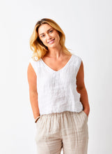 Load image into Gallery viewer, SUZY D Saskia linen V neck tank White - CW CW 
