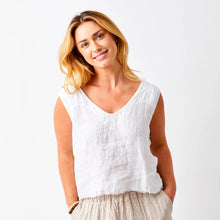 Load image into Gallery viewer, SUZY D Saskia linen V neck tank White - CW CW 
