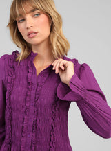 Load image into Gallery viewer, An'ge Sloany ruched and frill detail blouse Violet
