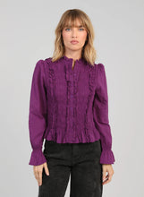 Load image into Gallery viewer, An'ge Sloany ruched and frill detail blouse Violet
