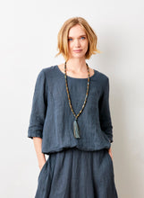 Load image into Gallery viewer, SUZY D Sonita bubble hem linen top Anthracite - CW CW 
