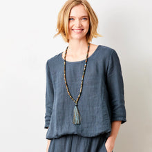 Load image into Gallery viewer, SUZY D Sonita bubble hem linen top Anthracite - CW CW 
