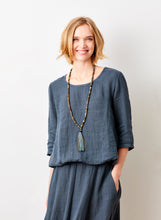 Load image into Gallery viewer, SUZY D Sonita bubble hem linen top Anthracite - CW CW 
